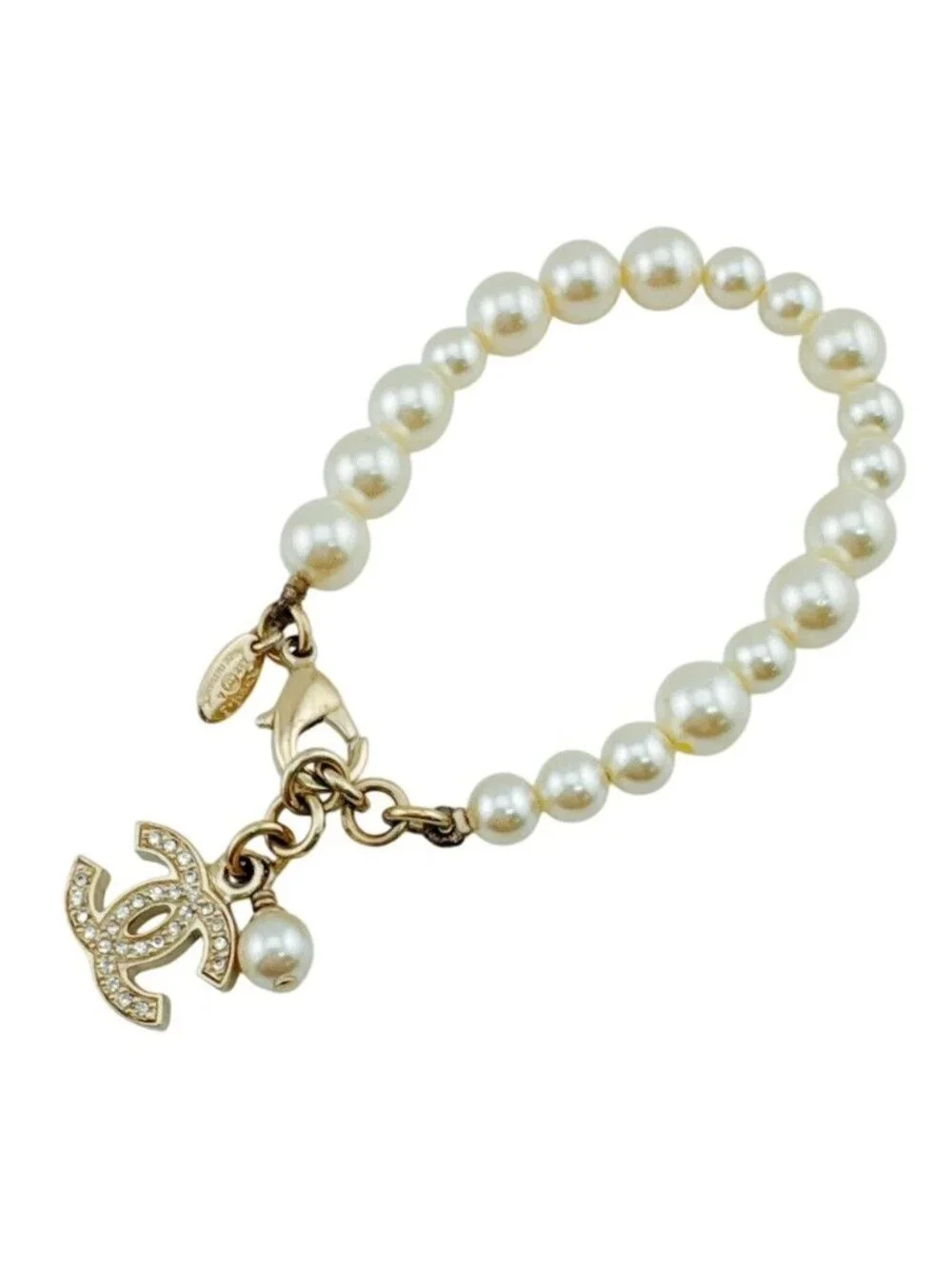 Chanel CC Logo Pearl Bracelet